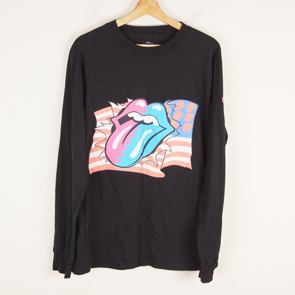 the Rolling Stones Other - The Rolling Stones Black Long Sleeve Large Print Steel Wheels Sleeve Shirt Sz L